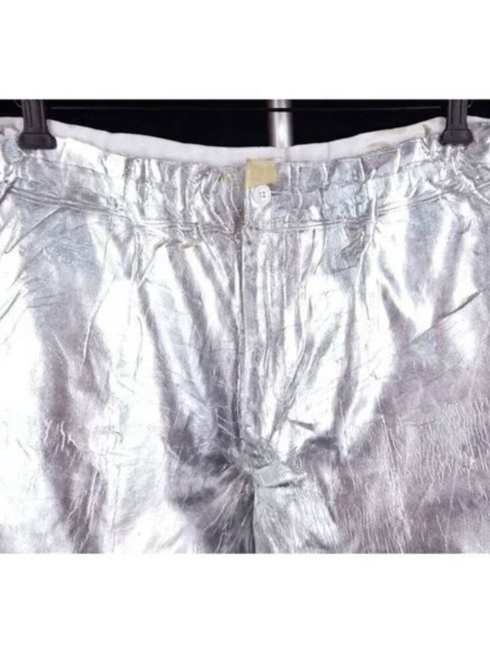 Comme Des Garçons Homme Plus Distressed Silver Foil Shorts M - Picture 3 of 14